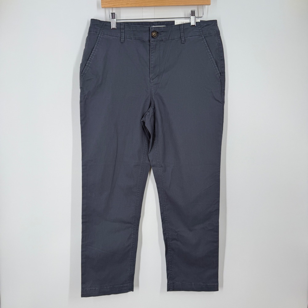 Loft The Monroe Slim Chino Pants Womens 10 Charcoal Grey Stretch Cotton New